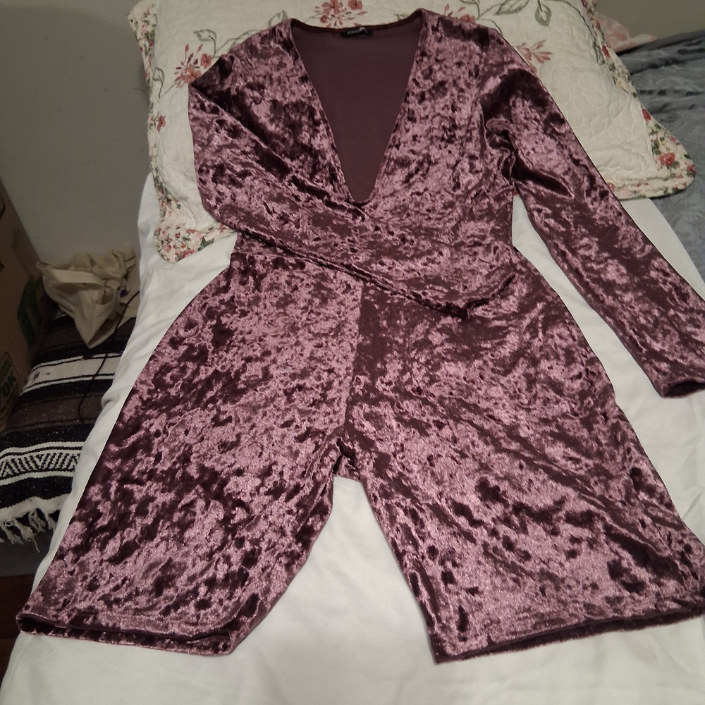 Fashion Nova Velvet Dress in Deep Burgundy